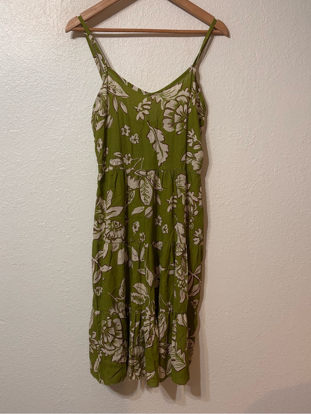 Innocenti Botannical Print Linen Blend Sleeveless Dress Large